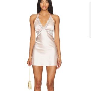 Majorelle Elegant Cream Satin Mini Skirt